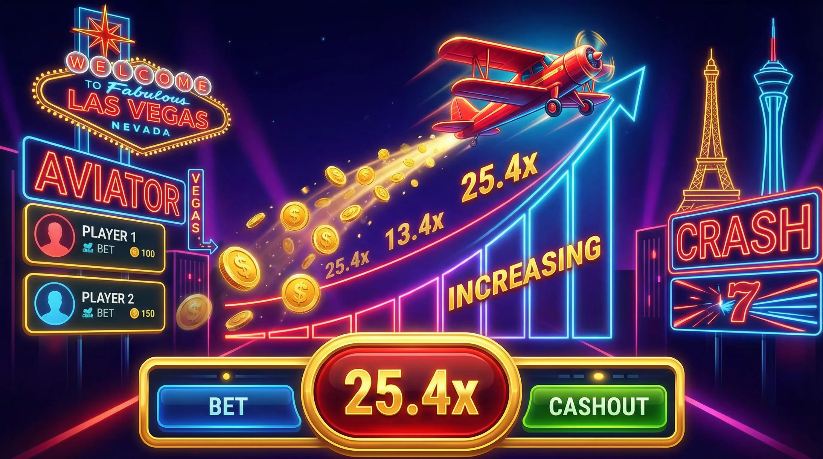 Juego Aviator con avión rojo ascendiendo y multiplicador aumentando